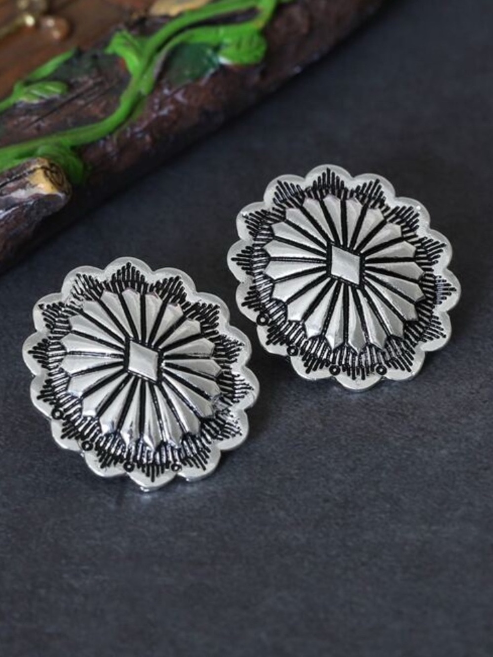 Silver Bohemian Stud Earrings
